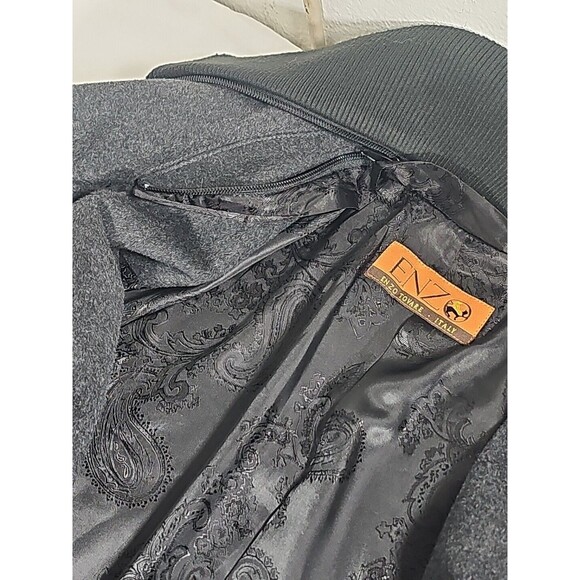 Enzo Tovare PeaCoat Mens Kamran Zippered Peacoat Gray Wool Blend Italy XXL - Picture 9 of 10